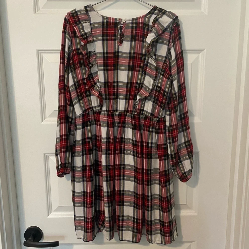 Plaid Ruffle Dress Size XL 14/16 Red Black Yellow White